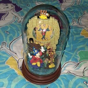 90s Disney Mickey Mouse Fantasia Sorcerers Apprentice Vintage Glass Dome Clock